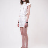 Clouded Silver Top - White Jacquard