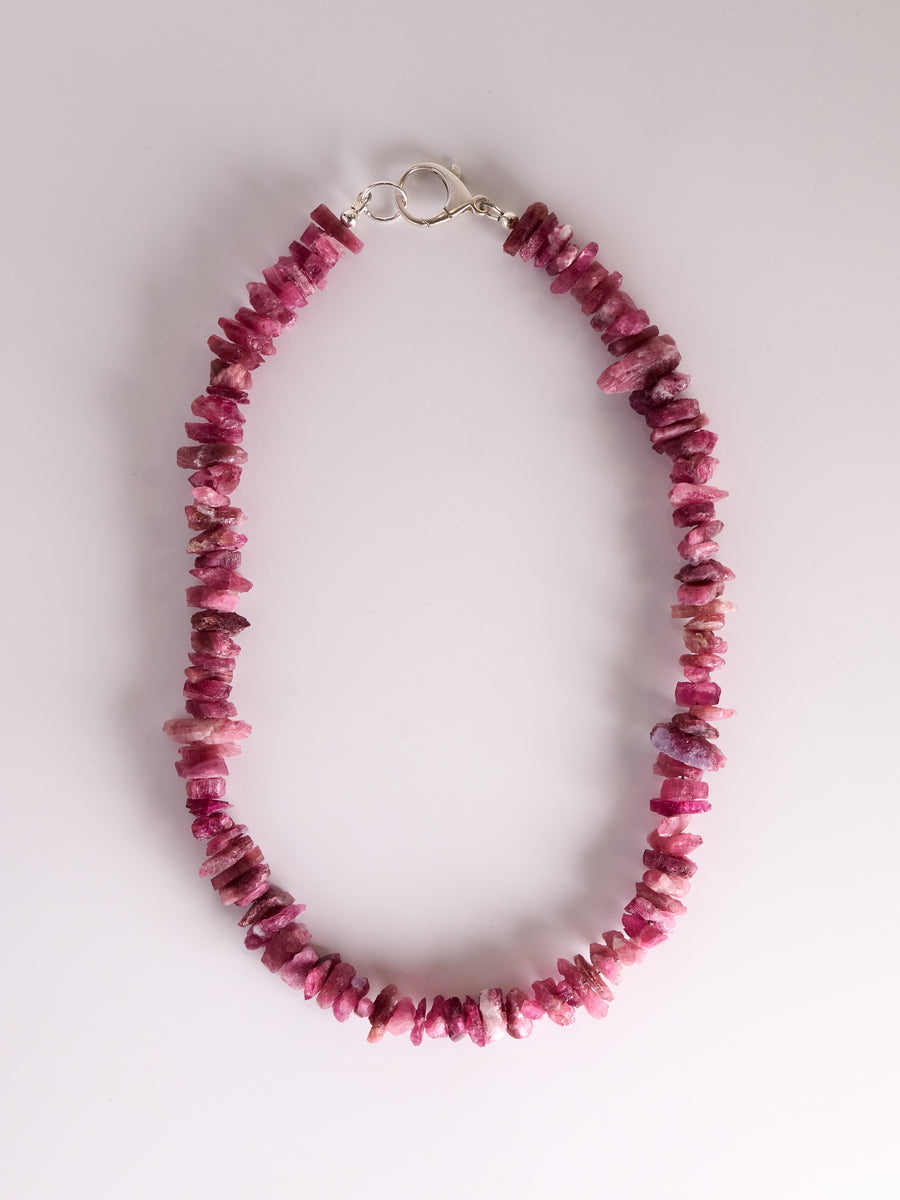 Galactic Neighbour Necklace, one of a kind raw pink tourmaline necklace