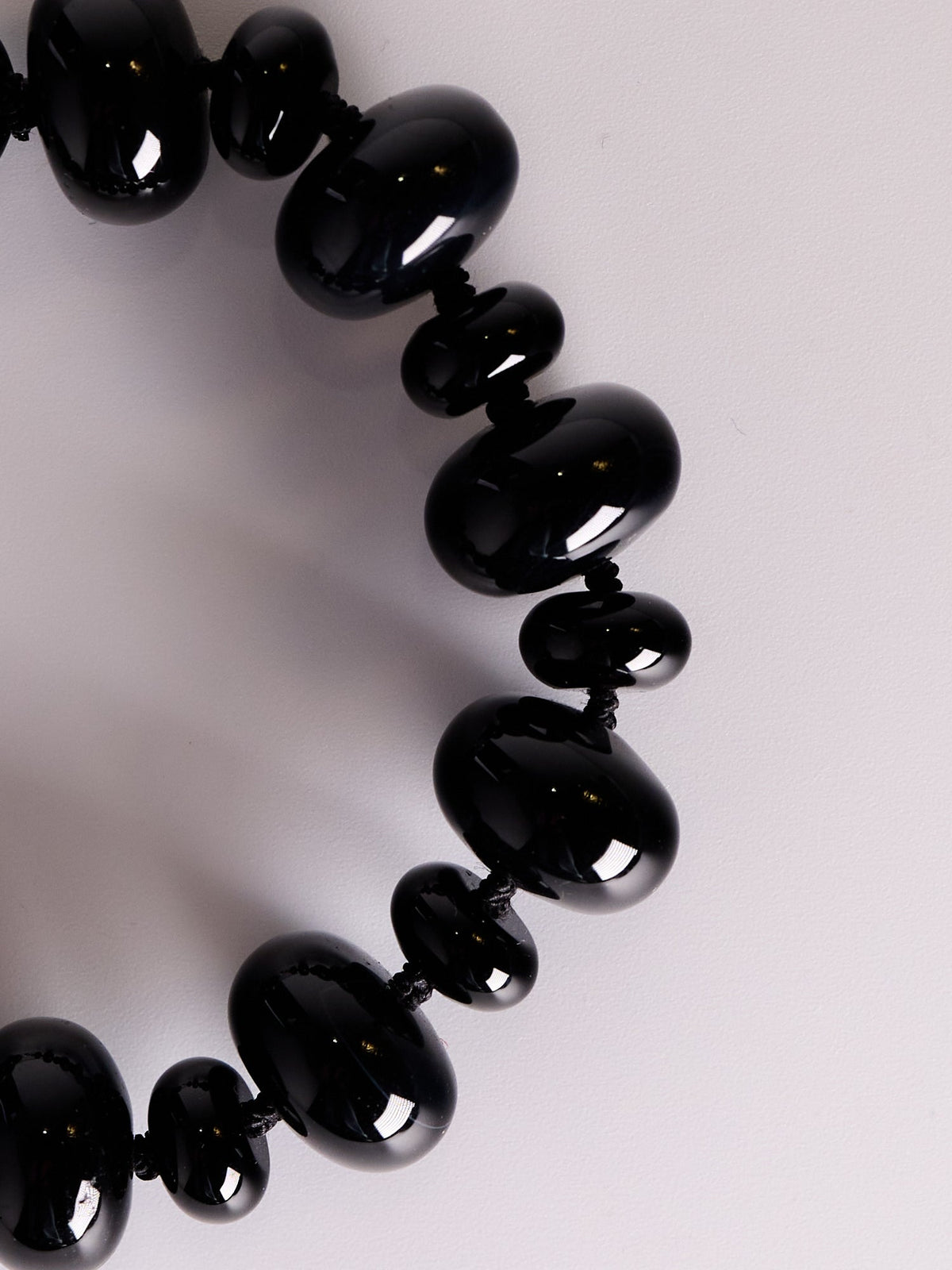 Cosmic Void Bracelet, stone detail of onyx rondelles