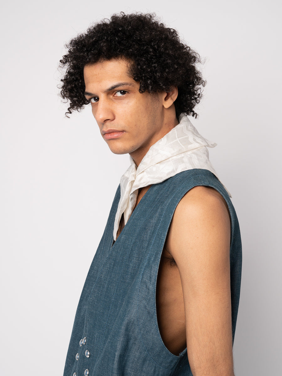 Fancy Scarf - White Jacquard