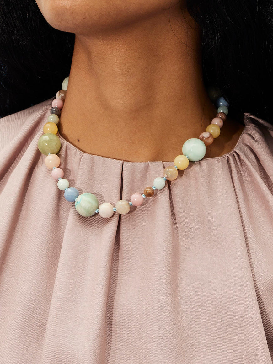 Ava Necklace worn, close-up at the neckline