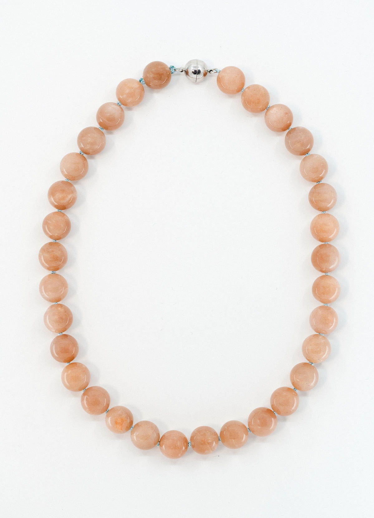 Many Moons Necklace, moonstone necklace on silk, handmade in Oslo