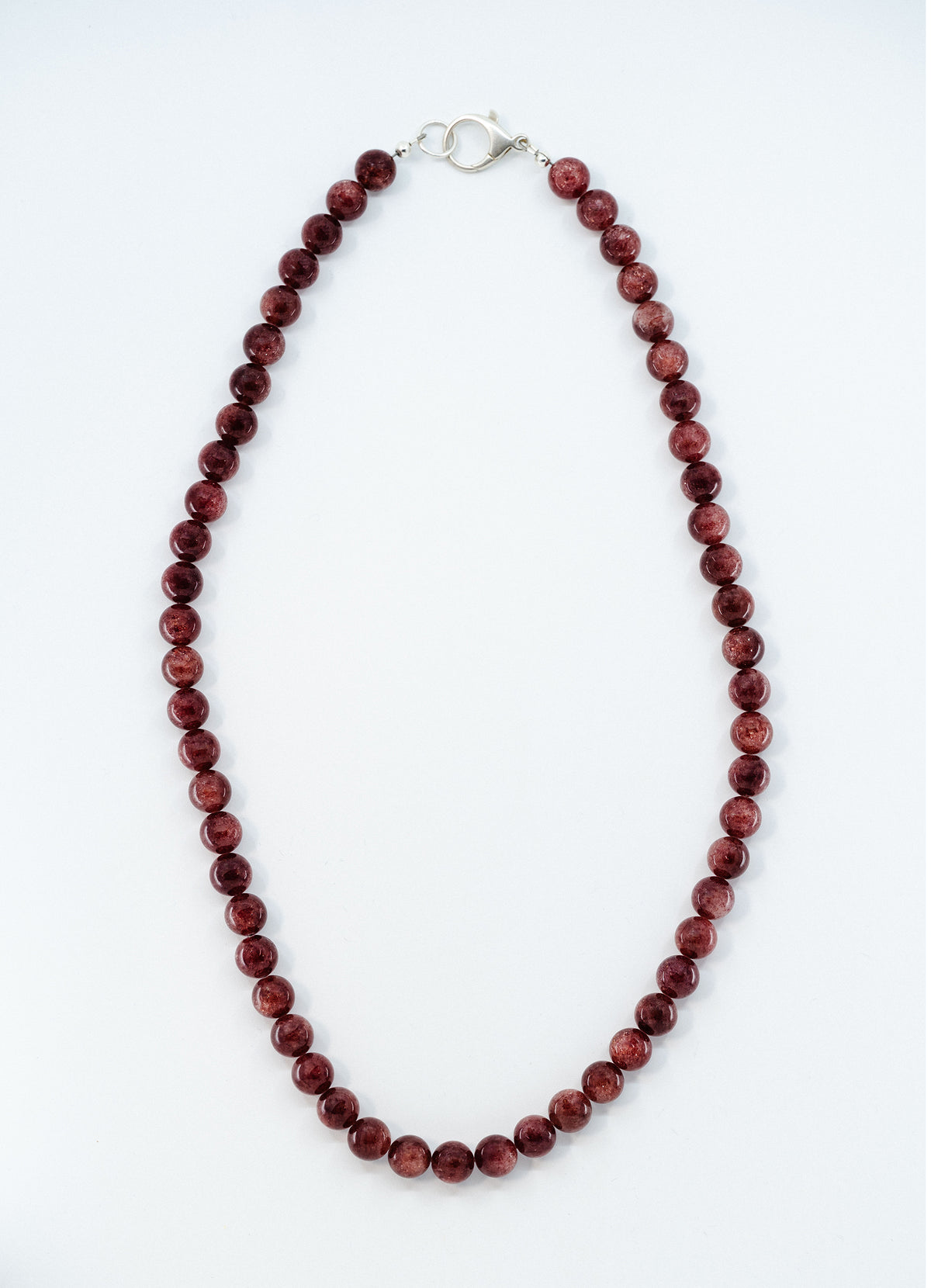 Sailor's Delight Necklace, strawberry quartz long beaded necklace