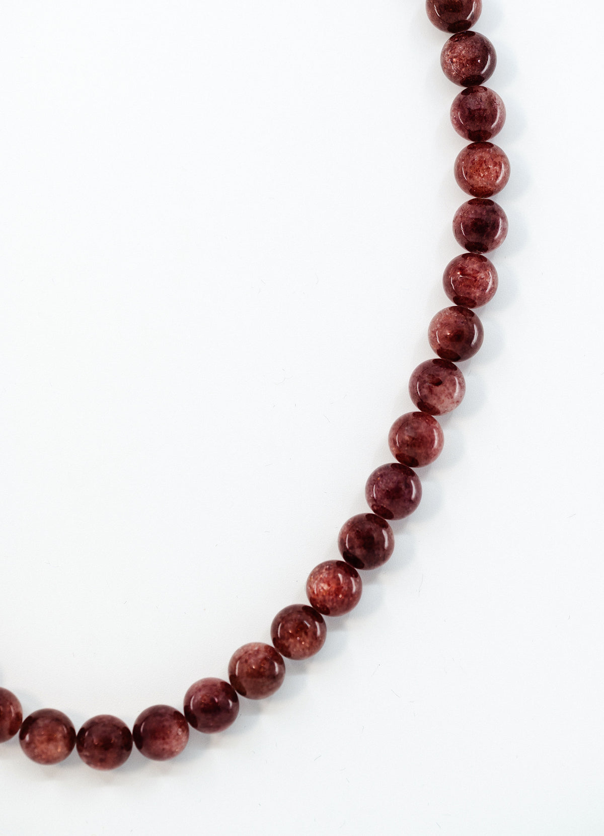 Sailor's Delight Necklace, strawberry quartz long beaded necklace
