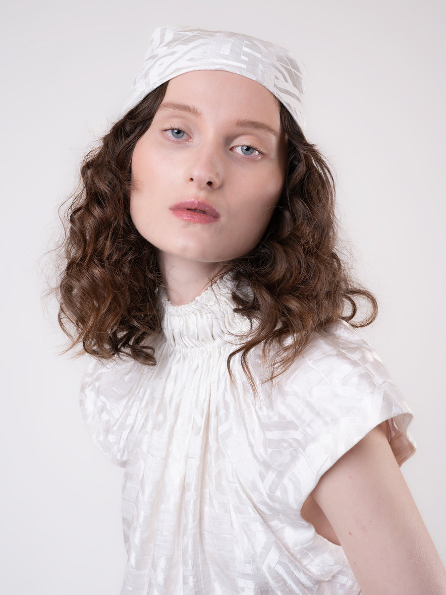 Fancy Bandana Scarf - White Jacquard