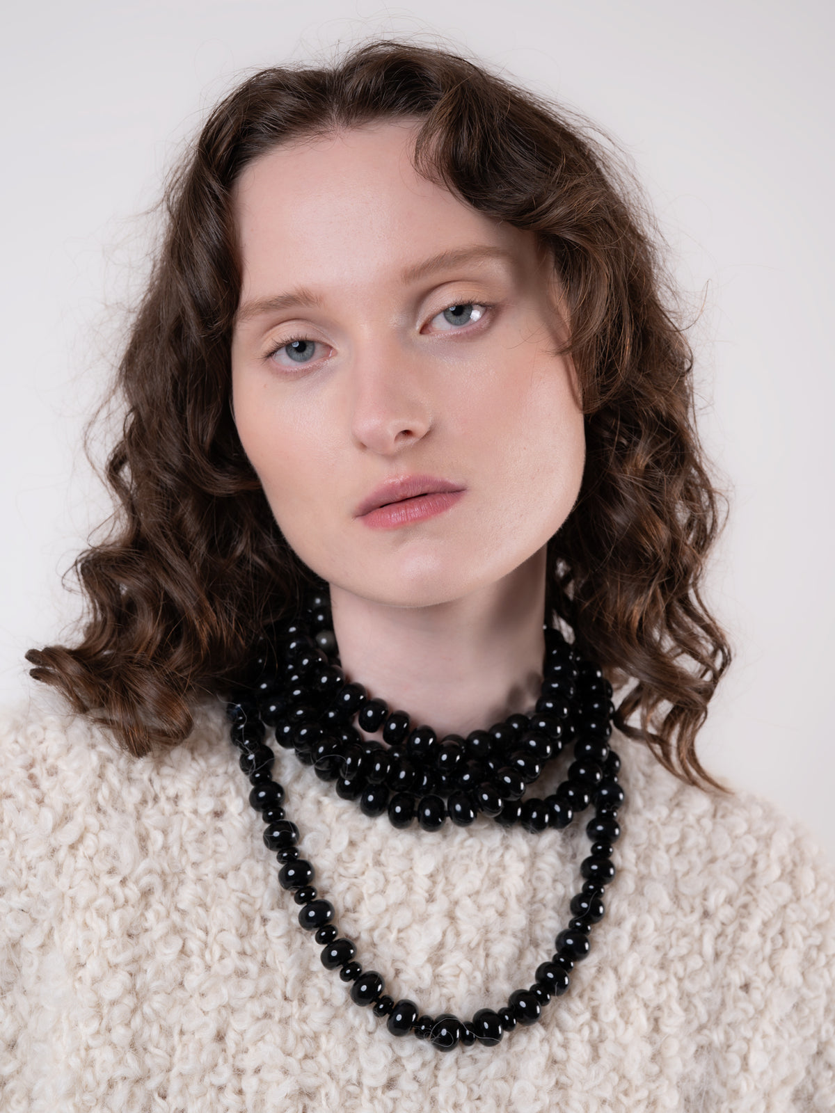 Black Moon Necklace, 16 mm onyx rondelle necklace on silk