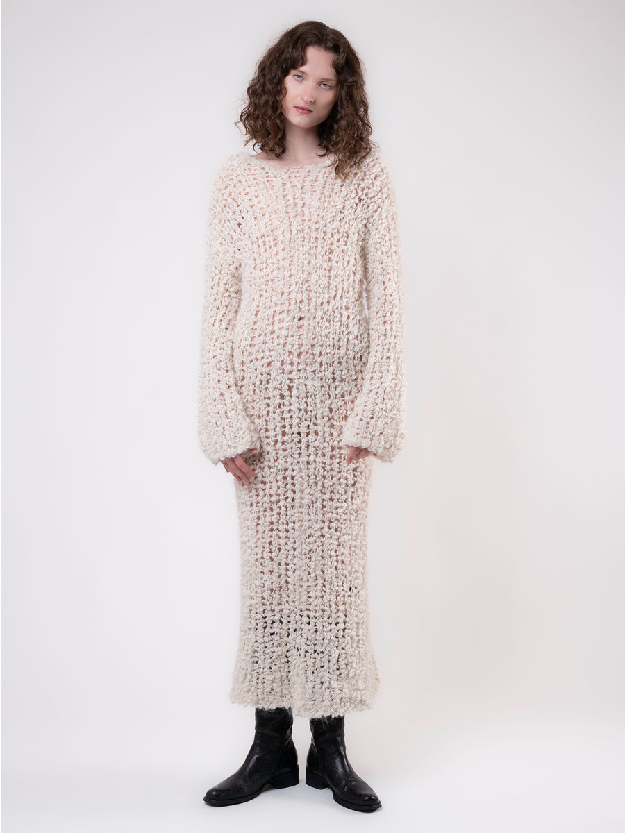 Loopy Dress - White Bouclè