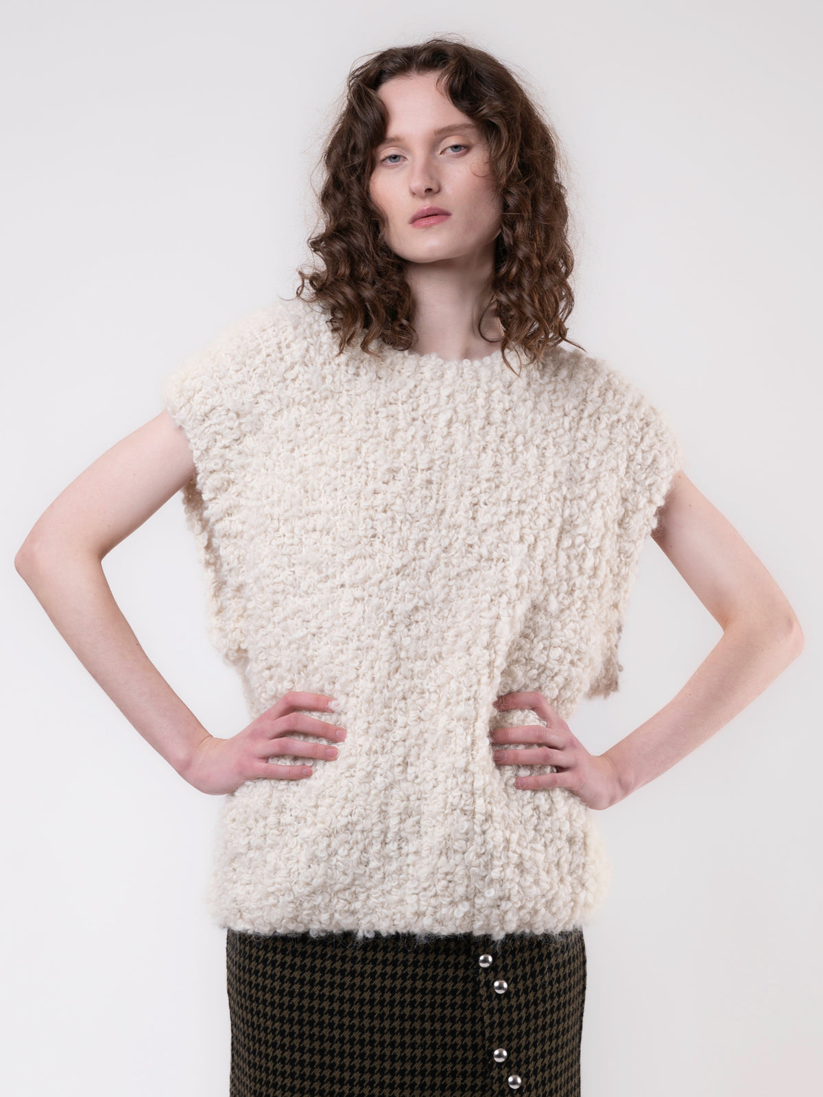 Loopy Vest - White Bouclè
