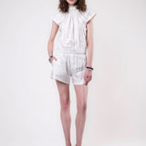 Clouded Silver Top - White Jacquard